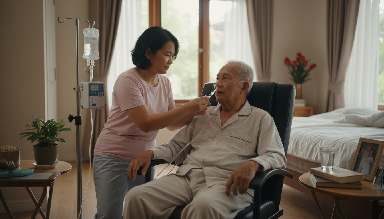 Domestic helper providing care